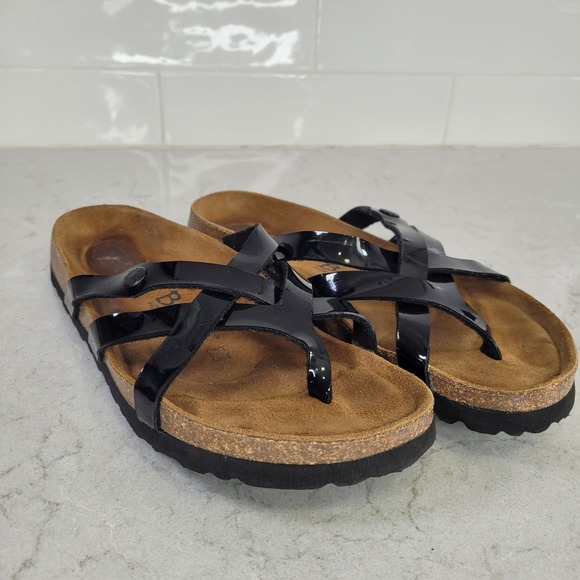 Birkenstock Betula Vinja Black Patent Leather Strappy Sandals US 8 Euro‎ 39 - Picture 1 of 9